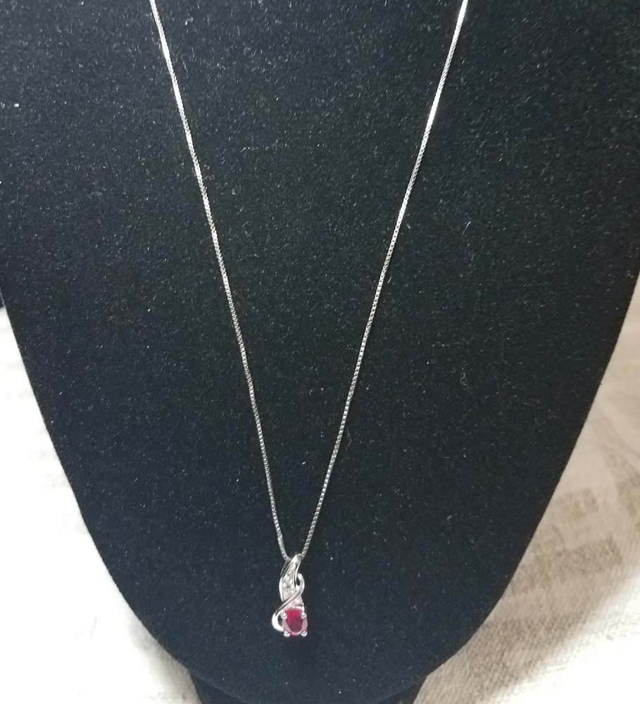 Sterling silver/ruby necklace